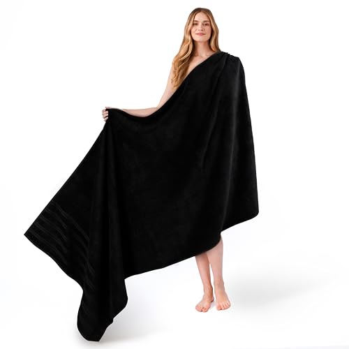 American Soft Linen 100% Cotton Luxury Turkish Towels, 35x70 XL Bath Sheet | Soft Absorbent Quick Dry OEKO Tex Standard 100 Certificated Durable Machine Washable Premium Hotel Quality - color: Black, size: 35"x70"