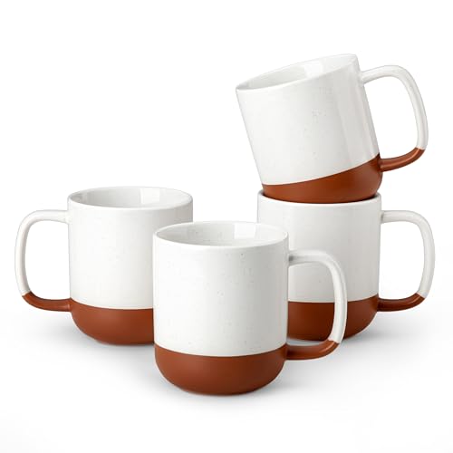 MALACASA Ceramic Coffee Mugs Set of 4, 16oz Coffee Cups, Modern Farmhouse Mugs for Coffee, Latte, Tea, Hot Chocolate, Cappuccino, Milk, Microwave & Dishwasher Safe, Khaki White, Series TARA - color: Khaki White, size: 16 Oz