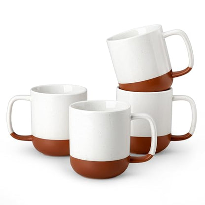 MALACASA Ceramic Coffee Mugs Set of 4, 16oz Coffee Cups, Modern Farmhouse Mugs for Coffee, Latte, Tea, Hot Chocolate, Cappuccino, Milk, Microwave & Dishwasher Safe, Khaki White, Series TARA - color: Khaki White, size: 16 Oz