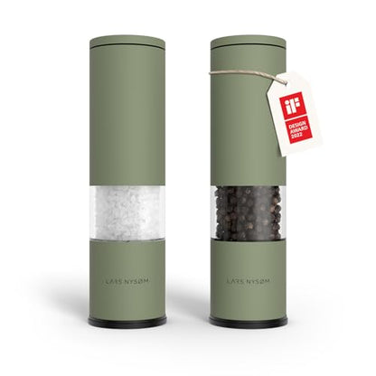 LARS NYSØM Salt and Pepper Grinder Set Manual, Stainless Steel Salt and Pepper Mills with Adjustable Ceramic Grinder I Design Spice Shakers (Sage Green) - color: Sage Green, size: Set of two manual grinders