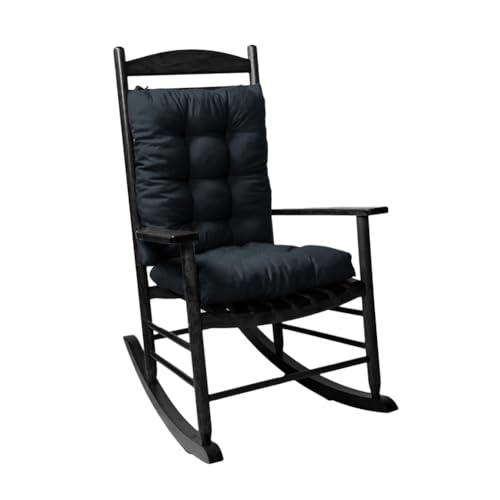 Rocking Chair Cushion, Set of Seat & Back Cushion with Ties for Indoor Rocker (Black) - color: Black