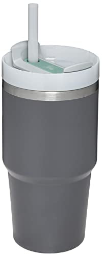 STANLEY Quencher H2.0 Flow State Tumbler, 20 oz, Charcoal | Straw and 3-Position Lid | Cup Holder Compatible for Travel | Insulated Stainless Steel Cup | BPA-Free - color: Charcoal, style: Classic