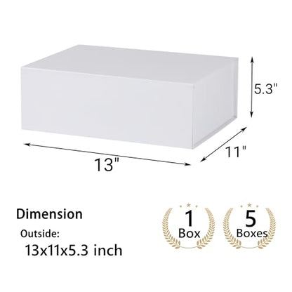 White Large Gift Boxes With Lids Includes Ribbon And Diy Printable Sticker Paper, Bridesmaid & Wedding Proposal Box, Magnetic Gift Box Sphere - color: 13x11x5.3inch-White-Pack 1