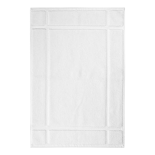 100% Cotton Bath Mat 24x17 Inches, 1350 GSM Thick Plush, Soft Absorbent, Oeko-Tex Certified, Durable Construction – White - color: White