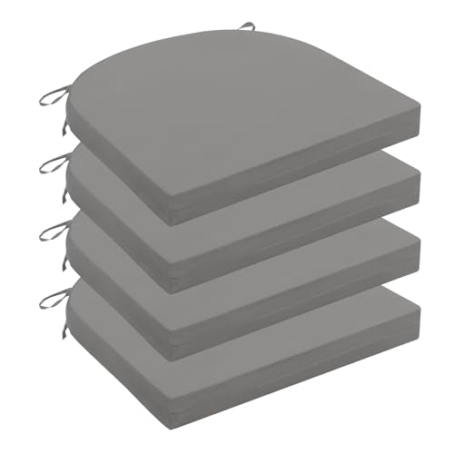 Wellsin Outdoor Chair Cushions for Patio Furniture, 3-Year Color Fastness Patio Chair Cushions Set of 4, Water Resistant Round Corner Outdoor Seat Cushions 17"X16"X2", Light Grey - color: Solid Color/ Light Grey, size: 17"x16"x2"(Pack of 4)