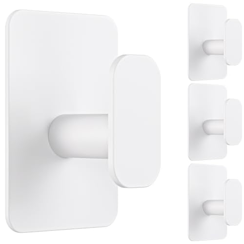 Large Heavy Duty Wall Hooks - 26lb Max, Stainless Steel Adhesive Towel Hooks for Hanging Towel, Coat, Robe, Hat, Sticky Towel Holder for Wall Mount in Bathroom, Shower, Kitchen (White, 4 Pack) - color: White
