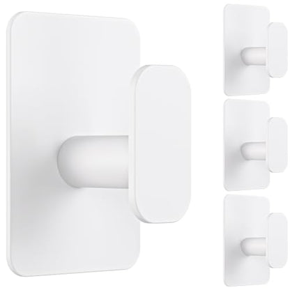 Large Heavy Duty Wall Hooks - 26lb Max, Stainless Steel Adhesive Towel Hooks for Hanging Towel, Coat, Robe, Hat, Sticky Towel Holder for Wall Mount in Bathroom, Shower, Kitchen (White, 4 Pack) - color: White