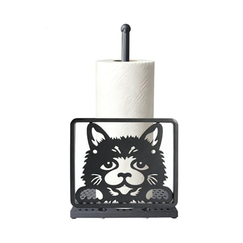 Paper Towel Holders Countertop - Paper Towel Holder Standing - Animal Paper Towel Holder Decorative Paper Towel Holders - Metal Paper Towel Holder Square Base (Cat) - color: Cat(matte Black)