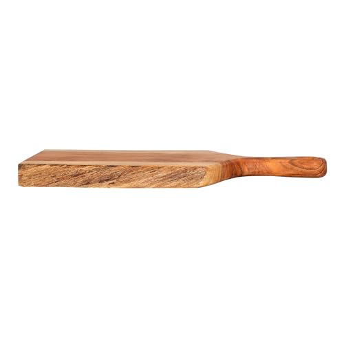 GoCraft Acacia Wood Live Edge Cutting Board – 16 x 10 Inch – Rustic Handcrafted Charcuterie Board with Handle, Wooden Cheese Tray, Serving Platter, Chopping Block for Kitchen & Farmhouse Décor - size: 16.3"L x 10"W
