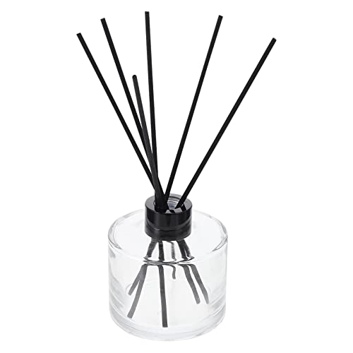 1set Glass Bottles Reed Diffuser Bottle Black Rattan Sticks Refillable Perfume Diffuser for Home Car Living Room Decor and Spa