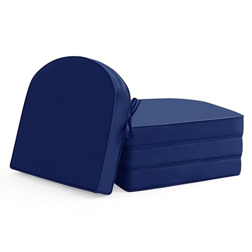 Summsun Outdoor Chair Cushions Set of 4: Waterproof Patio Furniture Cushions - 17 x 16 Inch Non Slip Round Corner Seat Cushion Pads with Removable Cover for Garden Yard Lawn, Navy Blue - color: Navy, size: 17x16x2 Inch-4p