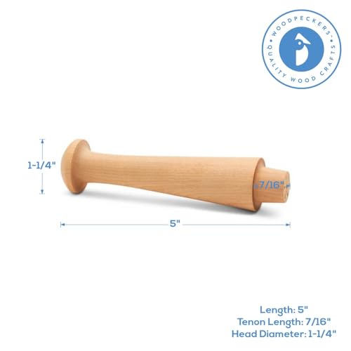 Woodpeckers Shaker Pegs 5 Inch with 1/2 Inch Tenon, Bag of 25 Unfinished Birch Wood Shaker Peg Hooks, Smooth, Strong and Ready to Paint, DIY.(5 Inches x 1/2 Inch Tenon) - color: Pack of 25, size: 5 Inch Tenon