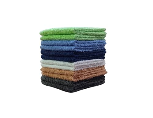 Towel and Linen Mart 100% Cotton - Wash Cloth Set - Flannel Face Cloths, Highly Absorbent and Soft Feel Fingertip Towels (Multi 12, Pack of 12) - color: Multi 12 Mini, size: Pack Of 12