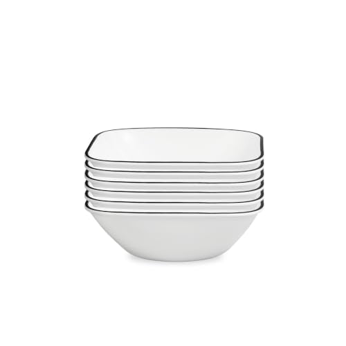 Corelle Vitrelle 6-Piece (22-Oz) Cereal Soup Bowls, Triple Layer Glass and Chip Resistant, Lightweight Square Dinnerware Bowl Set, Simple Lines | Triple Layer Glass and Chip Resistant, Lightweight Square Dinnerware Bowl Set, Simple Lines - size: 6.25" Bow