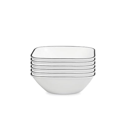 Corelle Vitrelle 6-Piece (22-Oz) Cereal Soup Bowls, Triple Layer Glass and Chip Resistant, Lightweight Square Dinnerware Bowl Set, Simple Lines | Triple Layer Glass and Chip Resistant, Lightweight Square Dinnerware Bowl Set, Simple Lines - size: 6.25" Bow