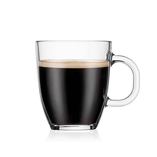 Bodum 12oz Bistro Coffee Mug Single-Wall Tempered Glass, 6 Pack, Clear - size: 10.1 Ounces, style: 6 Pack
