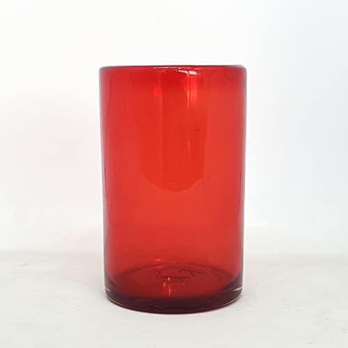 Solid Ruby Red 14 oz Drinking Glasses (set of 6), Recycled Glass, Lead-free, Toxin-Free (14oz Drinking) - color: Red, size: 14 oz
