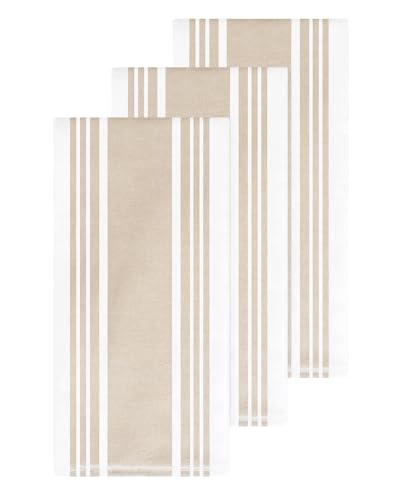 All-Clad Dual-Purpose Kitchen Towels: Highly Absorbent - 100% Cotton, 17"x30" Dish Towels for Cleaning & Drying Dishes & Glassware, 3-Pack, Cappuccino - color: Cappucino