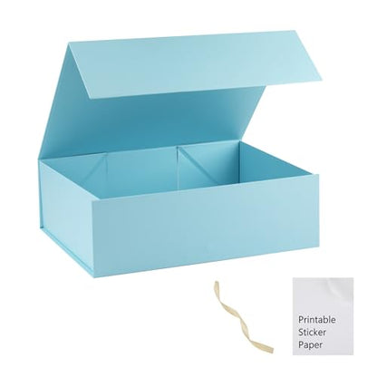 Light Blue Gift Box,13x11x5.3 Large Gift Boxes With Lids For Presents Includes Ribbon And Diy Printable Sticker Paper,Bridesmaid Proposal Box,Magnetic Gift Box For Birthday,Wedding,Graduation - color: 13x11x5.3inch-Light Blue-Pack 1
