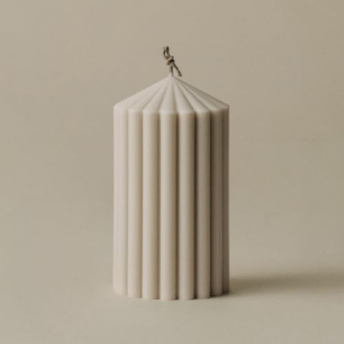 LAWA Ribbed Peak Pillar Candle - Large Beautiful Handmade Pillar Scented Soy Wax Candle Elegant Bubble Aesthetic Candle Housewarming Gift Home Room Shelf Decor Idea Moon Gray (Small) - color: Moon Gray, size: Small