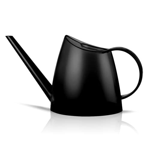 Small Indoor Plant Watering Can Long Spout 1.4L Black | Long Spout Prevents Spills Fits 5 Potted Bonsais Ergonomic Grip Precise Control Stylish Nordic Vibe Decor - color: Black