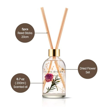 COCODOR Herbarium Reed Diffuser/April Breeze/6.7oz(200ml)/ Fragrance Scent Essential Oil Stick Diffuser Set for Bedroom Bathroom Home Décor - size: Herbarium/6.7Ounce/1Pack