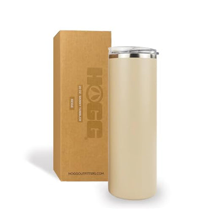 Hogg 20 oz Skinny - Beige, Powder Coated Tumblers for Laser Engraving, Engravable Tumblers Bulk, Stainless Steel Cups Bulk, Insulated Cups with Lids - color: Beige