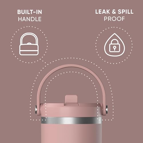 Hydrapeak Nomad 32oz Stainless Steel Insulated Travel Tumbler with Handle & Straw Lid, Leakproof, Cupholder Friendly, Back to School, College Dorm, Gym & Everyday Hydration, Cold 24 Hours (Rosewood) - color: Rosewood