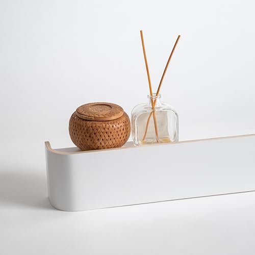 Kazai. Wall-Mounted Coat Rack 'Toke' - Modern Design Coat Rack with Hidden Wall Hooks - Solid Wood Veneer Panel Coat Hanger - White - color: White, size: 8 Hooks