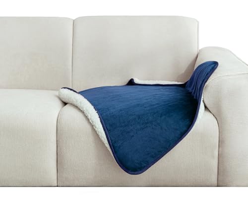 gogobunny Waterproof Pet Blanket for Small Dogs and Cats, Reversible Sherpa Fleece Soft Plush Throw for Couch Protection, Washable Furniture Protector (Navy Blue, 30x30 inches) - color: Navy Blue, size: 30x30 inches
