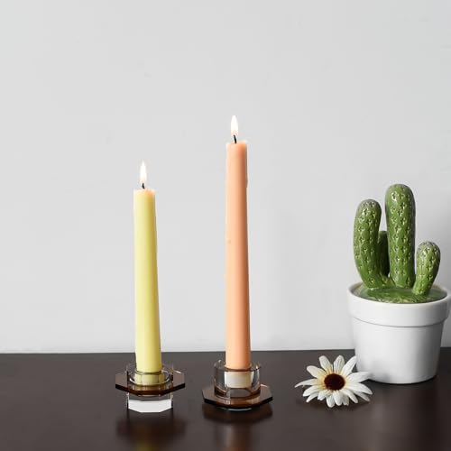 Kitcom Taper Candle Holders Pack of 2, Small Cute Candle Holders for Table Centerpiece, Home Decor and Party, Brown
