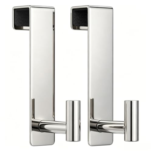 Stainless Steel Over The Door Hooks Heavy Duty, Bathroom Towel Holder Door Mount Coat Rack Towel Rack for Bedroom, Doors Hangers Towel Hooks for Bathroom Dorm Essentials (Chrome, 2 Pack) - color: Chrome, size: "T" Shape- 2 Pack