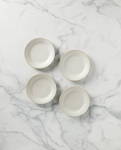 LENOX 895720 French Perle Groove Dessert Plates, Set Of 4, White - style: Dessert Plates, Set of 4