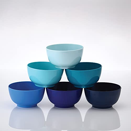French Bull Melamine Small Bowls, 6-Piece Set, Small Serving Bowl – Snack, Condiment, Dip, Dessert, Ice Cream – Shatter Proof, Food-Safe, BPA Free, Dishwasher Safe, 5.5” 22 oz - Shades of Blue - color: Shades of Blue, size: 5.5" Small Bowls set of 6