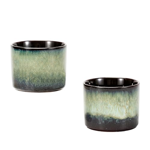 Stackable Espresso Cups Set of 2, Expresso Shots Cups Ceramic Espresso Cups, Espresso Shot Cups, Demitasse Cups, Tea Cups 3.5oz (2, Glacial Green) - color: Glacial Green