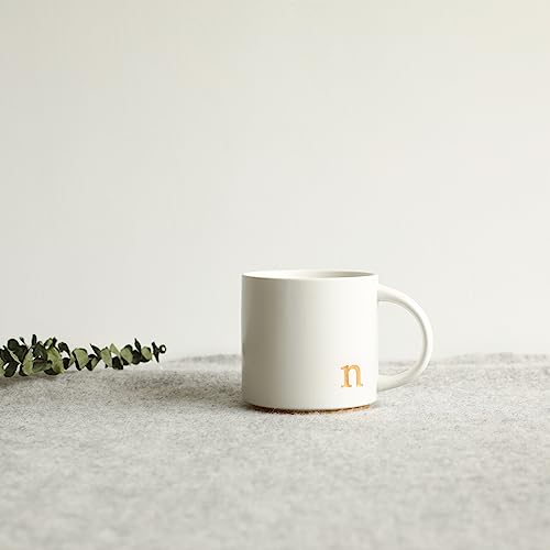 COLLECTIVE HOME Ceramic Coffee Mug, 15 oz Monogram Cup with Gift Box(n) | Dishwasher Safe, Engraved Gold Letter , Personalized Housewarming Birthday Present, Christmas Thanksgiving Mothers Day Gifts - color: gold-n
