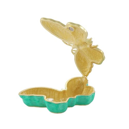 QIFU Hand Painted Colorul butterfly Style Enamel Trinket Box Hinged, Elegant Jewelry Box to Store Jewelry in Style - style: Butterfly