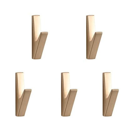 5 Pack Coat Hook,Wall Hooks,Coat Hooks Wall Mount, Metal Wall Hooks Holder for Hanging Clothes, Hats, Bags, Towels, Keys - color: Gold