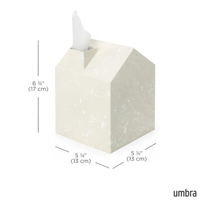 Umbra Casa Tissue Box Cover â€“ Modern House-Shaped Tissue Box Holder for Standard Square Boutique Tissue Boxes,Ocean Materials® Plastic, Bathroom & Home Décor, Ocean Sand | Easy wipe clean, fits standard cube, bathroom and bedroom, low carbon footprint -