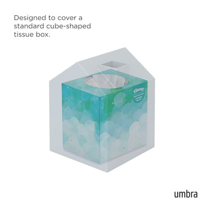 Umbra Casa Tissue Box Cover â€“ Modern House-Shaped Tissue Box Holder for Standard Square Boutique Tissue Boxes, Ocean Materials® Plastic, Bathroom & Home Décor, Ocean Blue | Easy wipe clean, fits standard cube, bathroom and bedroom, low carbon footprint