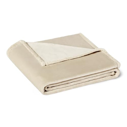 Amazon Basics Soft Fleece Throw Blanket, Cozy Warm Blanket for Couch & Sofa, 50 x 60 Inches, Beige - color: Beige, size: 50 x 60 inches