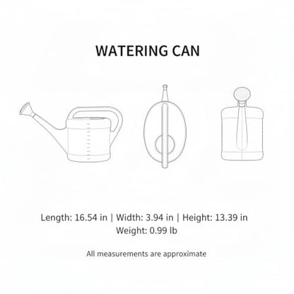 Long Spout Watering Can for Indoor Plants, Lightweight Blue PP Plastic with Narrow Tip for Precise Pouring - size: 16.54 x 3.94 x 13.39 in