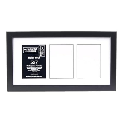 Creative Letter Art 3 Opening Glass Face Black Picture Frame to hold 5 by 7 inch Photographs including 10x20-inch White Mat Collage - color: 3 opening, size: Black w/ White
