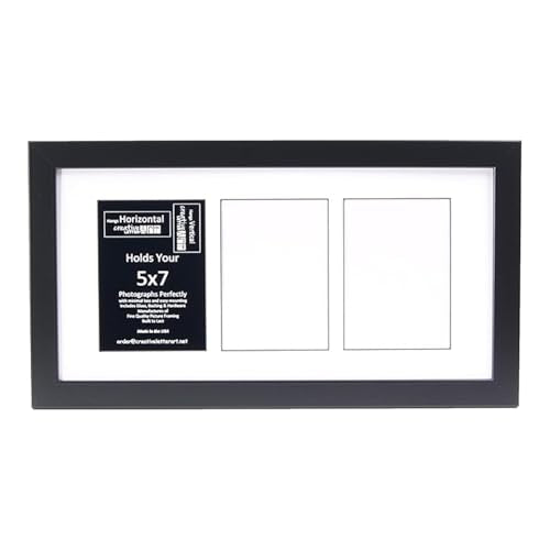 Creative Letter Art 3 Opening Glass Face Black Picture Frame to hold 5 by 7 inch Photographs including 10x20-inch White Mat Collage - color: 3 opening, size: Black w/ White