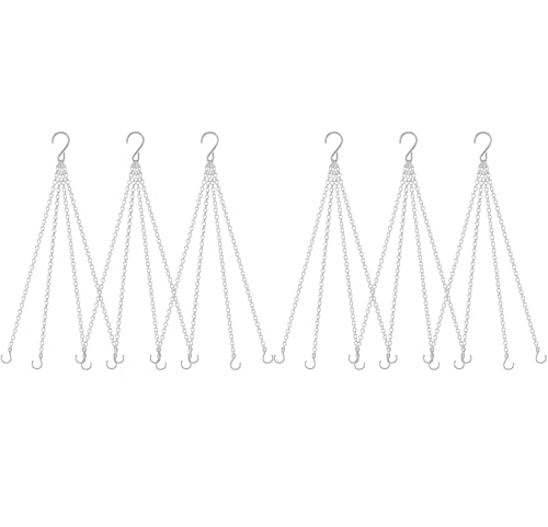 garini 6 Pack, 23 Inch Silver Hanging Baskets Chain, Hanging Chains with Hooks Flower Pot Chain Replacement Plant Hangers for Planters, Bird Feeders and Lanterns - color: Silver, size: 6P