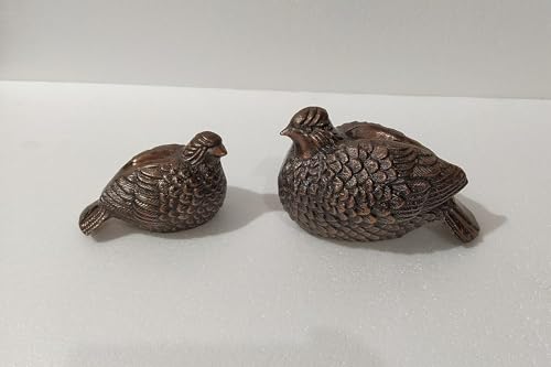 Elegant Decorative Metal Quail Partridge Pheasant Set of 2 Bird Statues with Antique Copper Finish Ideal for Home, Office, and Restaurant Decoration