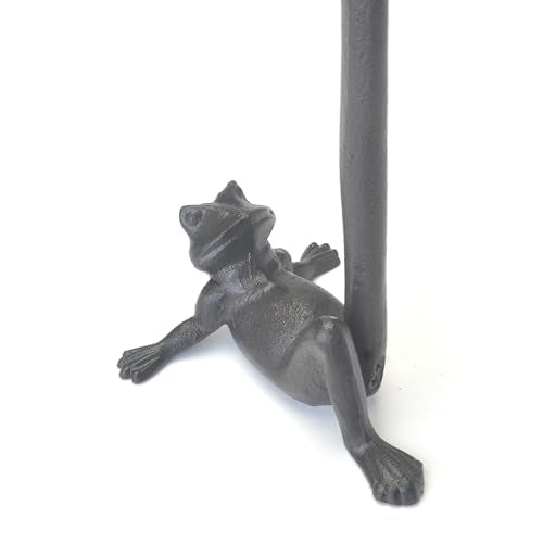 Cast Iron Frog Frog Leg Paper Towel Holder, Stable & Durable, Cute Funny Animal Vintage Metal Roll Tissue Standing Countertop for Kitchen（Black）