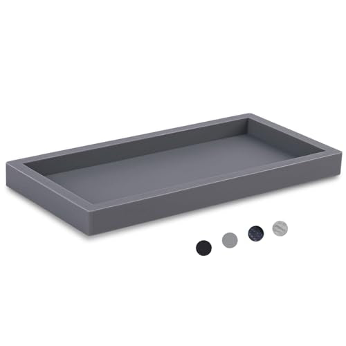 Silicone Bathroom Vanity Tray Dish Soap Holder Sink Organizer, Grey | Large, Thickened Silicone, Easy to Clean, Waterproof, Non-Slip, for Countertop, Kitchen, Bedroom, Dresser - color: Gray, size: 9.8" x 4.7"