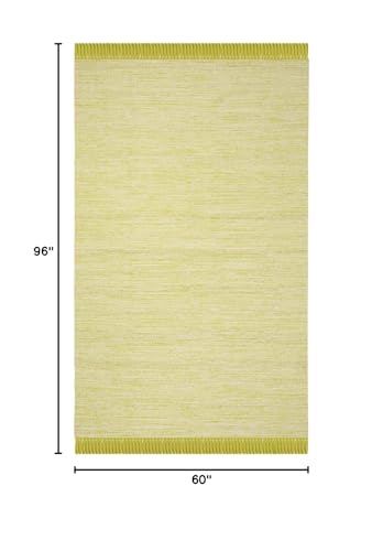 SAFAVIEH Montauk Collection Area Rug - 5' x 8', Olive & Green, Handmade Tassel Cotton, Ideal for High Traffic Areas in Living Room, Bedroom (MTK610G) - color: Olive/Green, size: 5' x 8' (Rectangular)