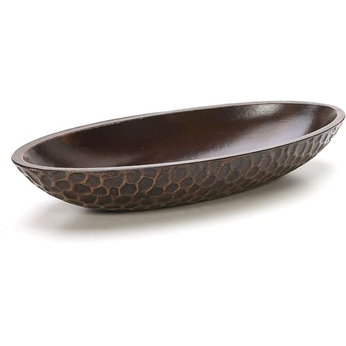 Hosley Honeycomb Wood Decor Bowl 14.3-Inch-Long Rustic Decorative Centerpiece for Dry Potpourri & Orbs, Elegant Home & Office Decor, Ideal Gift for Weddings, Spas & Reiki - color: Brown